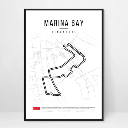 F1 Race Track Map Poster – Formula 1 Circuit Wall Art Print