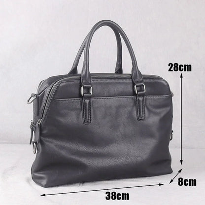Genuine Leather Men's Briefcase – 14" Laptop Business Bag