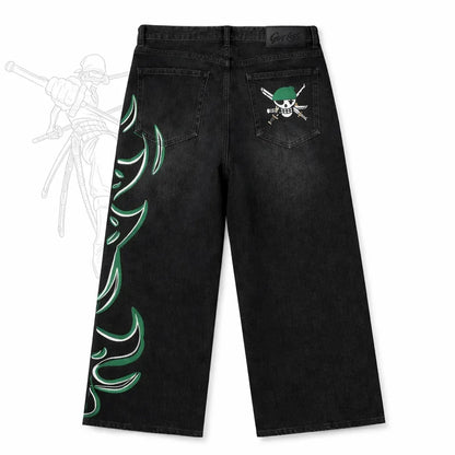 Anime Print Baggy Jeans – Y2K Wide Leg Streetwear Denim Pants