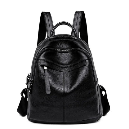 Genuine Leather Women Backpack – Multi-Pocket Luxury Bag