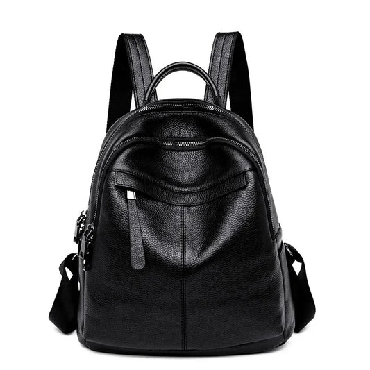 Genuine Leather Women Backpack – Multi-Pocket Luxury Bag