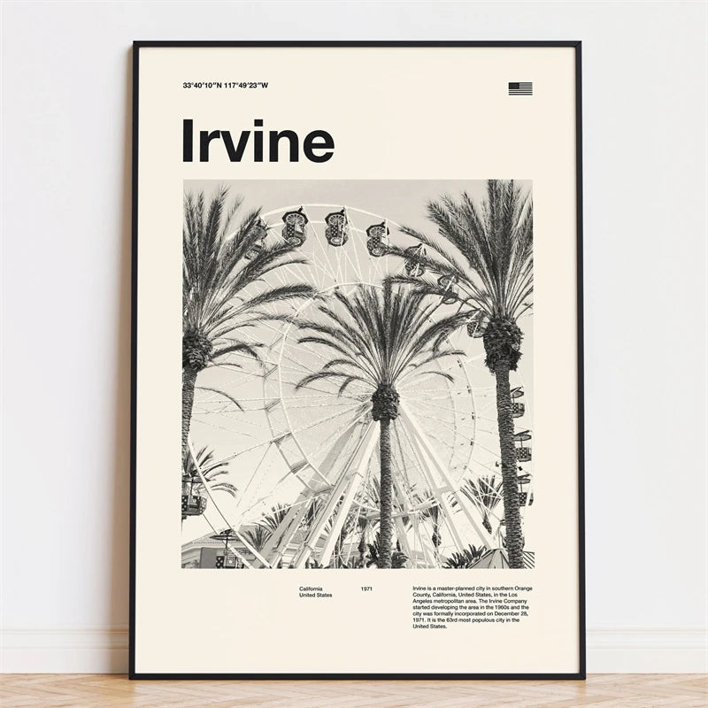 Retro City Poster – Mid-Century Modern Wall Art Print