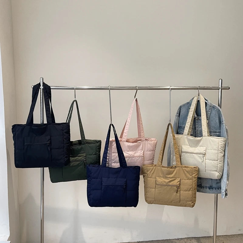 Large Puffer Tote Bag – Women's Quilted Shoulder Shopper