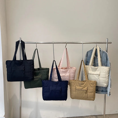 Large Puffer Tote Bag – Women's Quilted Shoulder Shopper