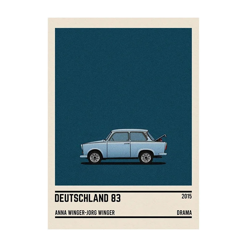Movie Car Minimalist Poster Wall Art Print | Classic Film Decor