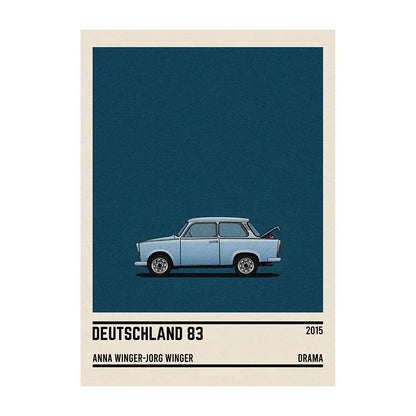 Movie Car Minimalist Poster Wall Art Print | Classic Film Decor