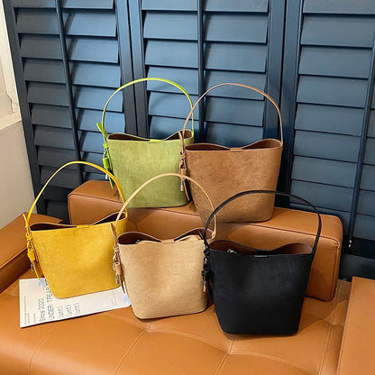 PU Leather Bucket Bag – Women's Retro Crossbody Shoulder Bag