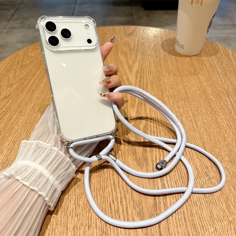 iPhone Crossbody Lanyard Case – Clear Shockproof Bumper Cover