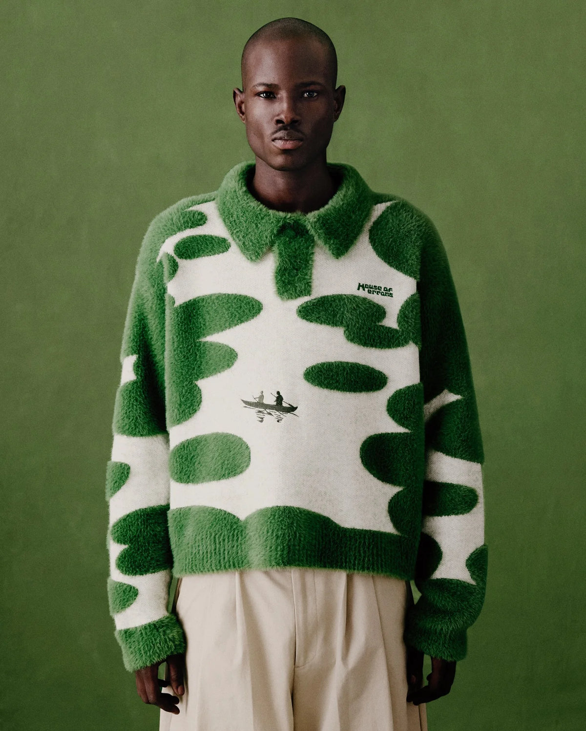 Men's Green Exploration Rugby Knit Sweater
