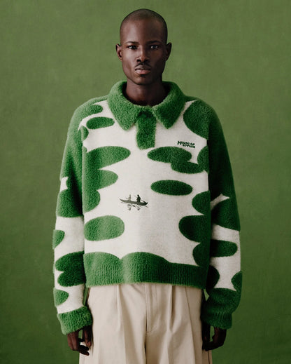 Men's Green Exploration Rugby Knit Sweater