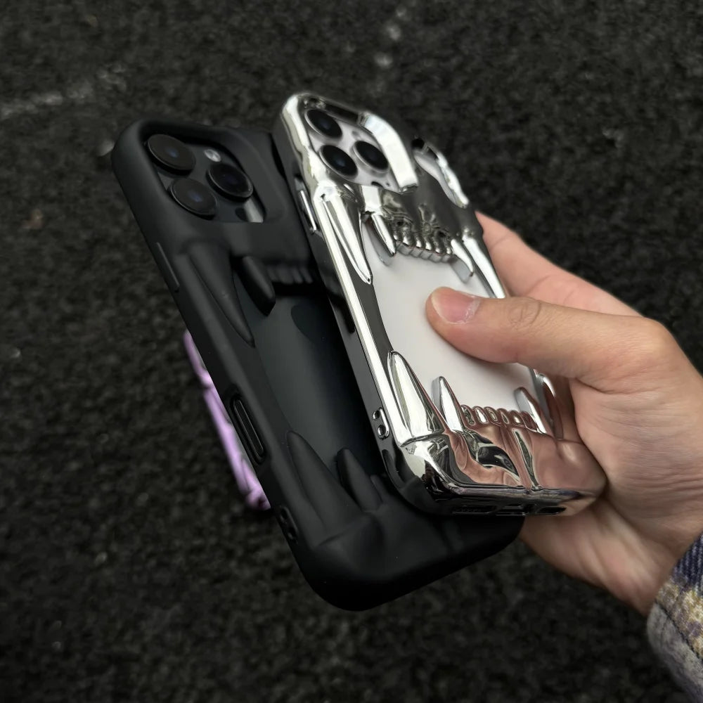 Skull Cut-Out Electroplated iPhone Case – iPhone 11 to 17 Series