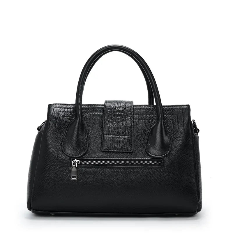 Genuine Leather Alligator-Embossed Women's Shoulder Bag