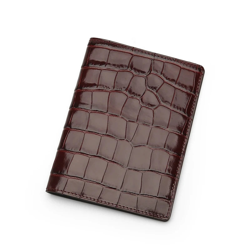 Hiram Beron Personalized Passport Cover Luxury Anti Rfid Leather Embossed Crocodile Pattern Wallet