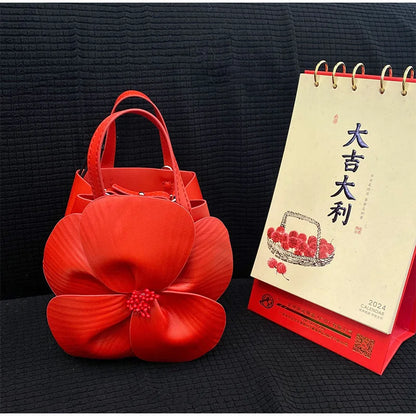 French Petal Flower Handbag Holiday Seaside Leather