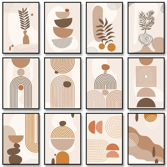 Boho Minimalist Landscape Wall Art Print | Nordic Abstract Poster