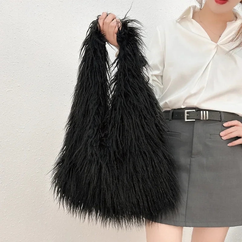 New Wool Women's Plush Shoulder Bags Y2k Hot Girls Faux Fur