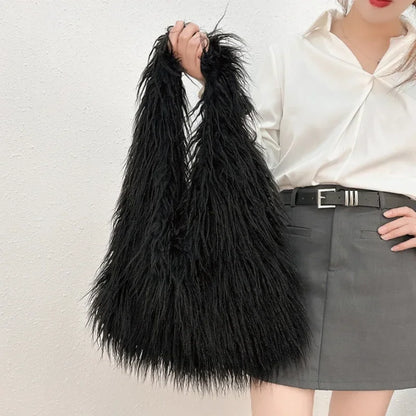 New Wool Women's Plush Shoulder Bags Y2k Hot Girls Faux Fur