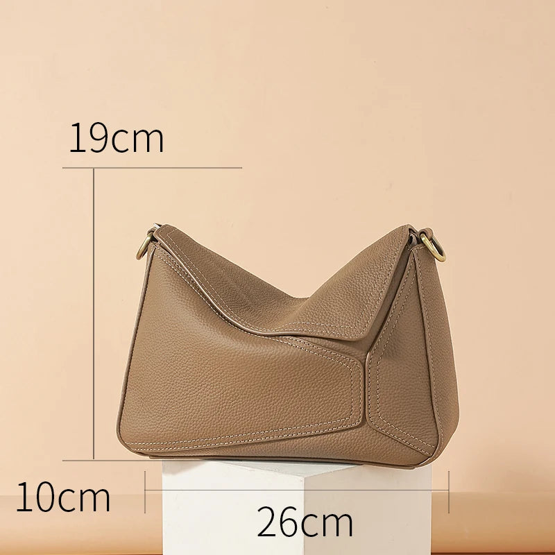 Genuine Cowhide Leather Shoulder Bag for Women – Soft Crossbody Tote