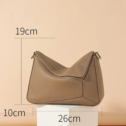 Genuine Cowhide Leather Shoulder Bag for Women – Soft Crossbody Tote
