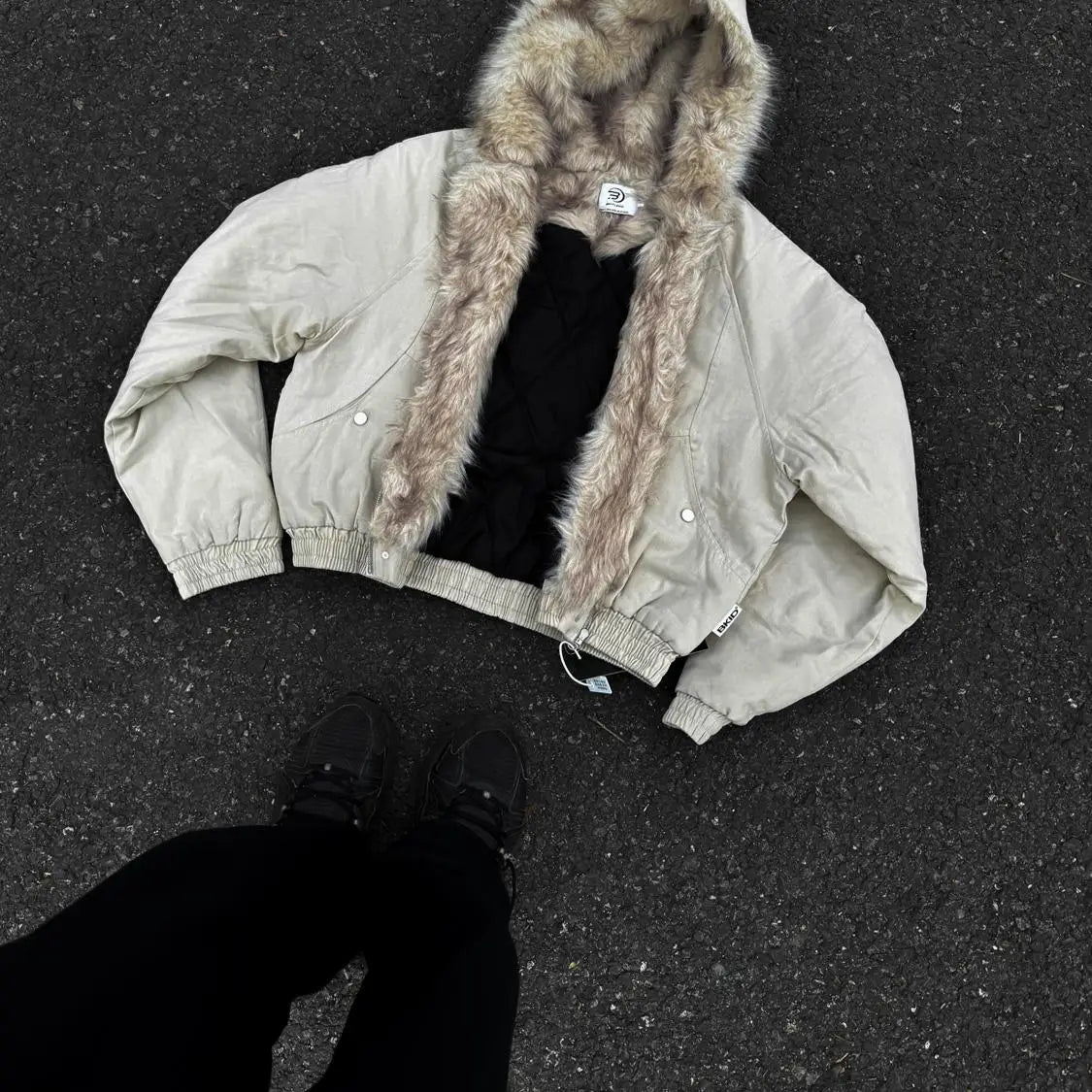 Oversized Lamb Fleece Winter Jacket with Fur Collar Hood