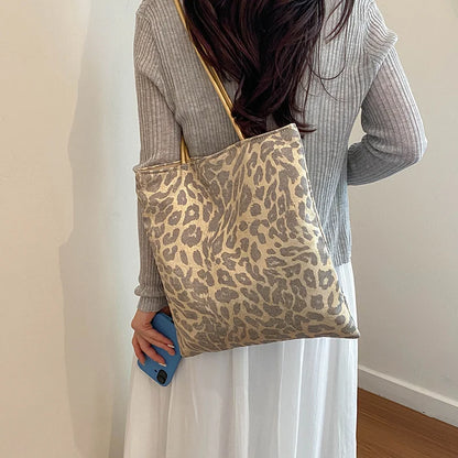 Leopard & Sequin Tote Bag – Women's Glam Shoulder Handbag