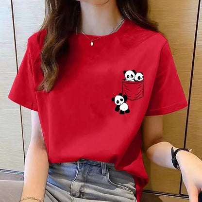 Panda Pocket Graphic T-Shirt for Women – Cute Summer Tee