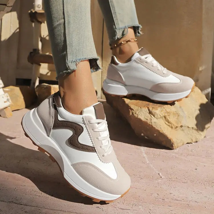 Women's Color Block Dad Sneakers – Thick Sole Chunky Platform Shoes