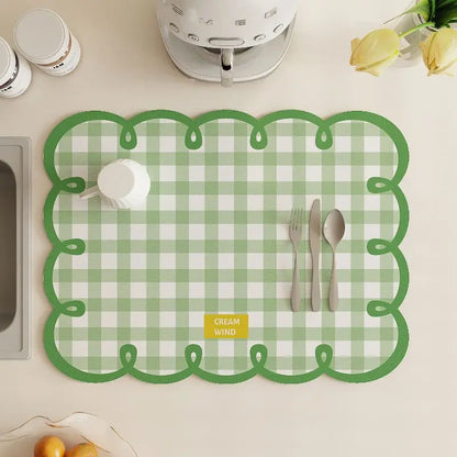 Kitchen Dish Drying Mat – Absorbent Quick-Dry Countertop Drain Pad