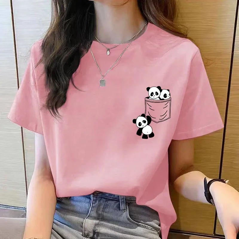 Panda Pocket Graphic T-Shirt for Women – Cute Summer Tee