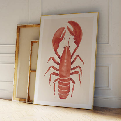 Red Lobster Wall Art Print – Watercolor Coastal Poster