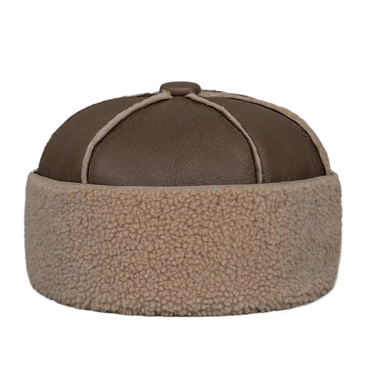Men's Winter Sherpa Brimless Beanie Hat with Ear Warmers