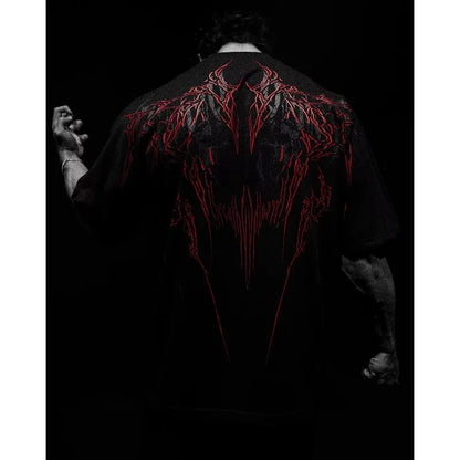 Oversized Gothic Skull T-Shirt – Y2K Harajuku Streetwear Tee