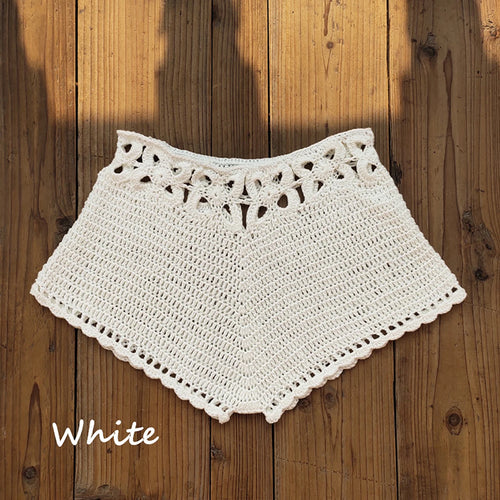 Crochet Swim Shorts Women – Cutout Beach Cover Up Bottoms