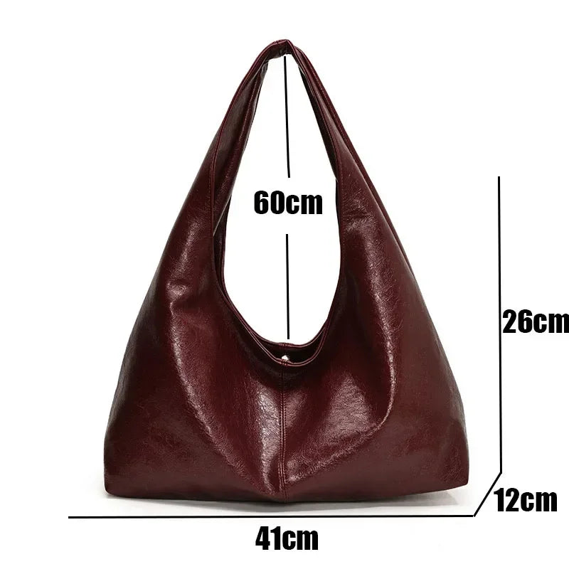 Large Capacity PU Leather Hobo Underarm Bags