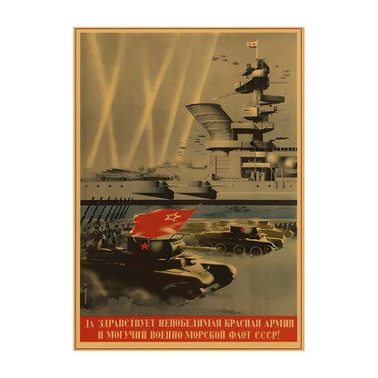 Soviet USSR Vintage Propaganda Poster – Stalin Portrait Retro Wall Art Print
