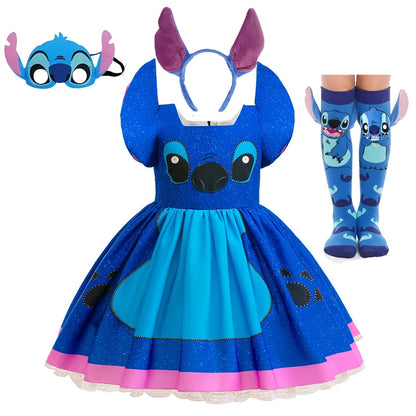 Girls Stitch Cosplay Dress Halloween Costume