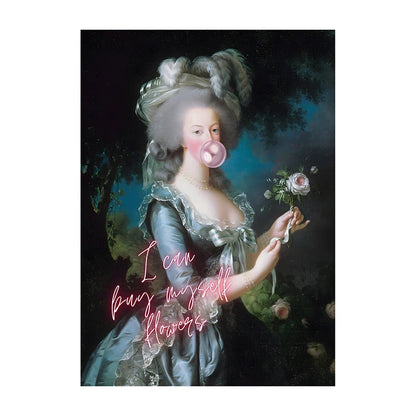 Bubble Gum Baroque Portrait Wall Art Poster – Vintage Altered Art Print
