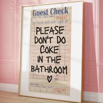Retro Bathroom Wall Art Poster – Please Don't Do Coke Funny Print