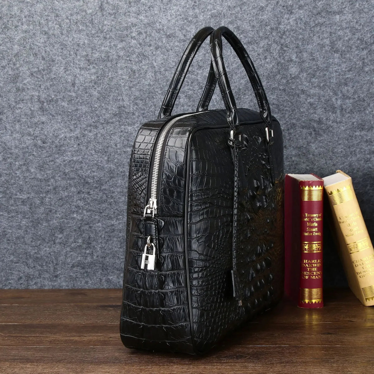 Alligator Leather Briefcase for Men – 16-Inch Laptop Bag