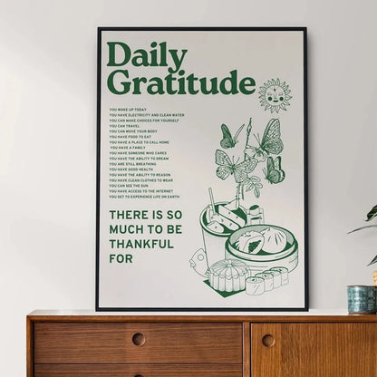 Daily Gratitude Wall Art Print – Green Retro Poster