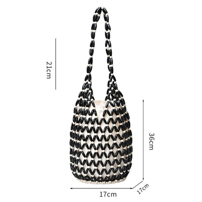 Summer Handmade Beaded Shoulder Bag Hollow-out Wooden