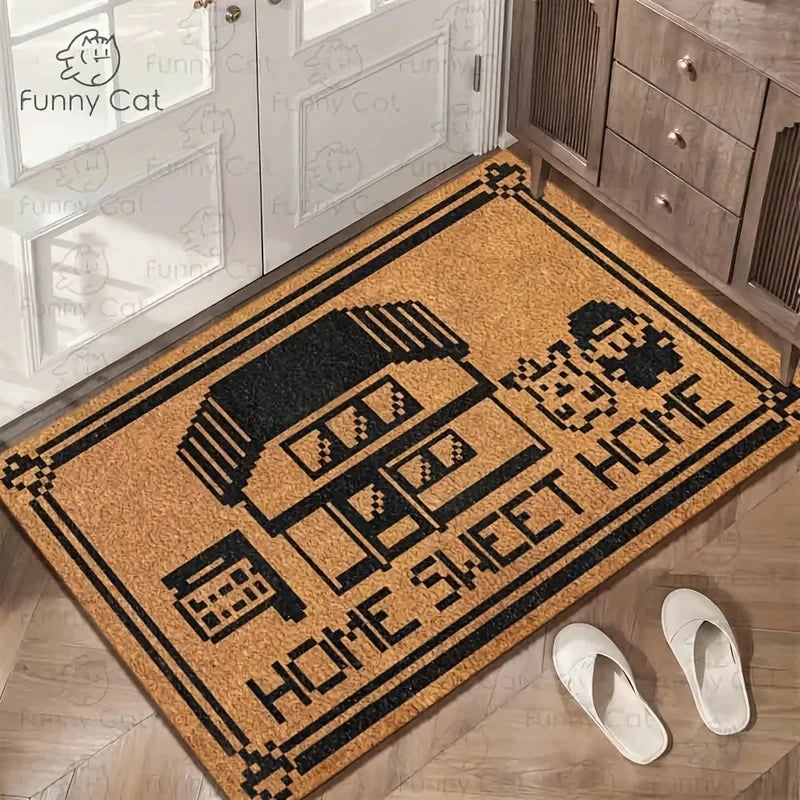 Pixel Art Welcome Door Mat – Home Sweet Home Entry Rug