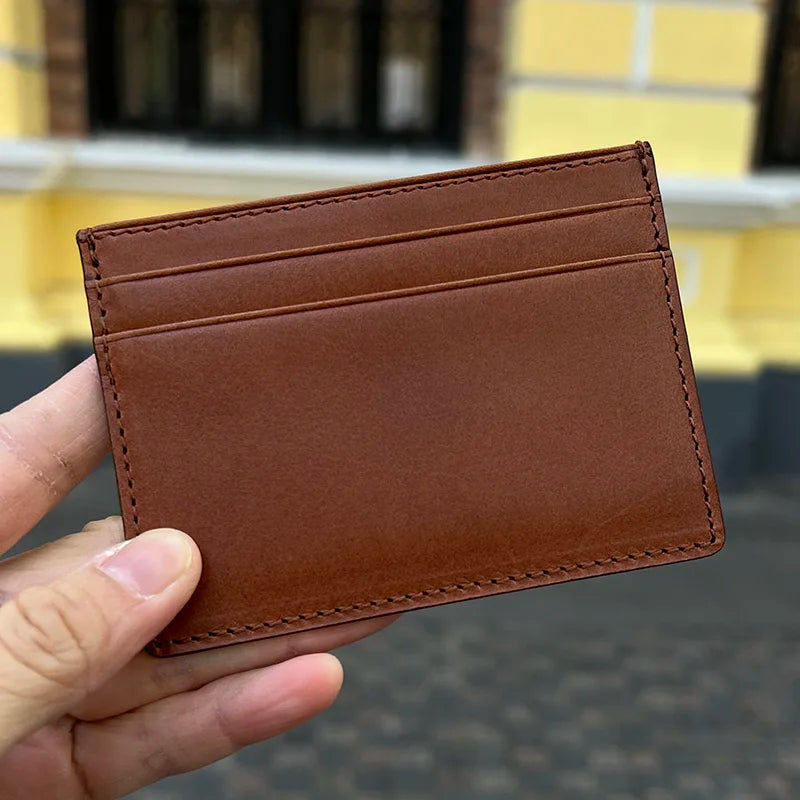 Italian Leather Card Holder Wallet – Custom Name, Slim Design