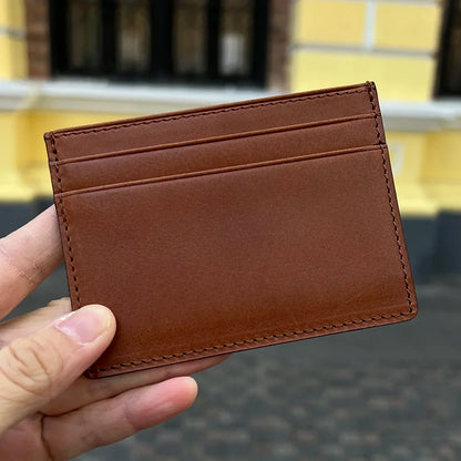Italian Leather Card Holder Wallet – Custom Name, Slim Design