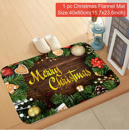 Santa Claus Christmas Doormat – Flannel Welcome Mat for Home