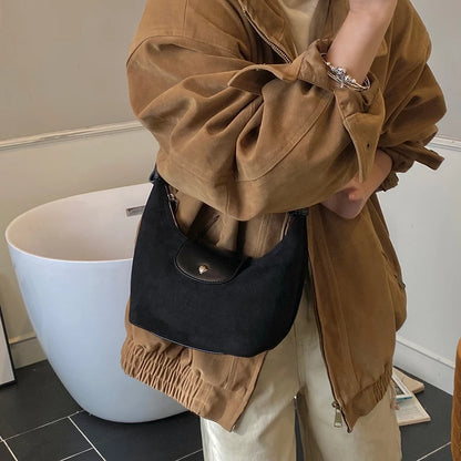 Vintage Suede Crescent Shoulder Bag – Women's Hobo Purse