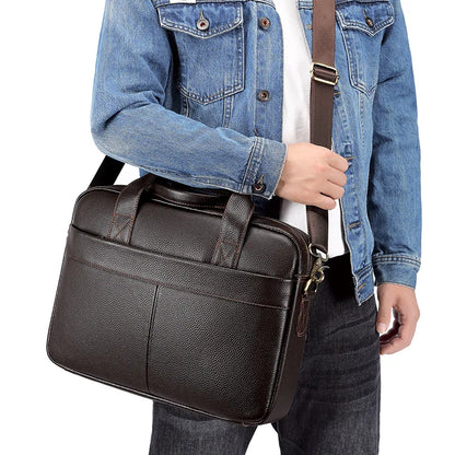 Genuine Leather Men's Briefcase – Laptop Shoulder Bag