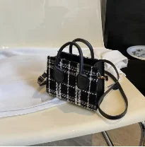 Women Mini Handbag Ladies Pouch Fashion Check Pattern Shoulder Bag