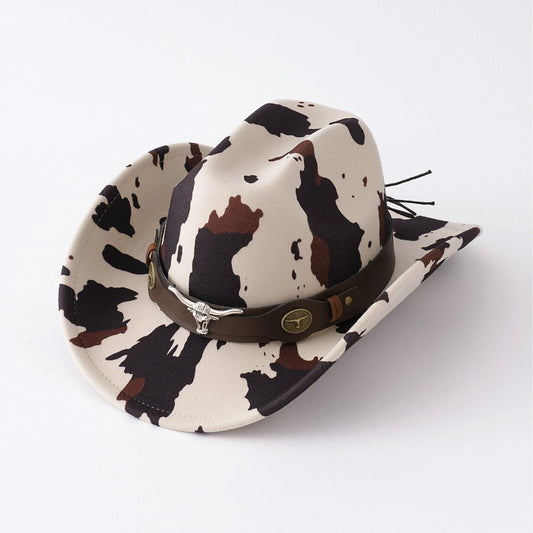 Cowgirl Hat Wide Brim – Cow Print Western Cap Women Men