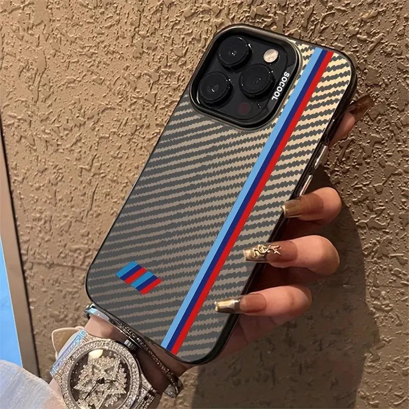Carbon Fiber Racing Stripe iPhone Case – BMW M Style